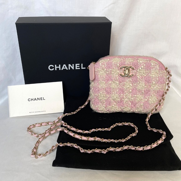 NEW CC Pink Tweed Mini with Box & Dust Bag Chain - Picture 2 of 10